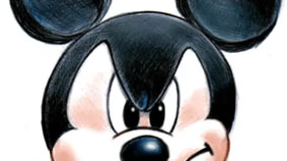 Illustration of Mickey Mouse with a slightly annoyed expression.