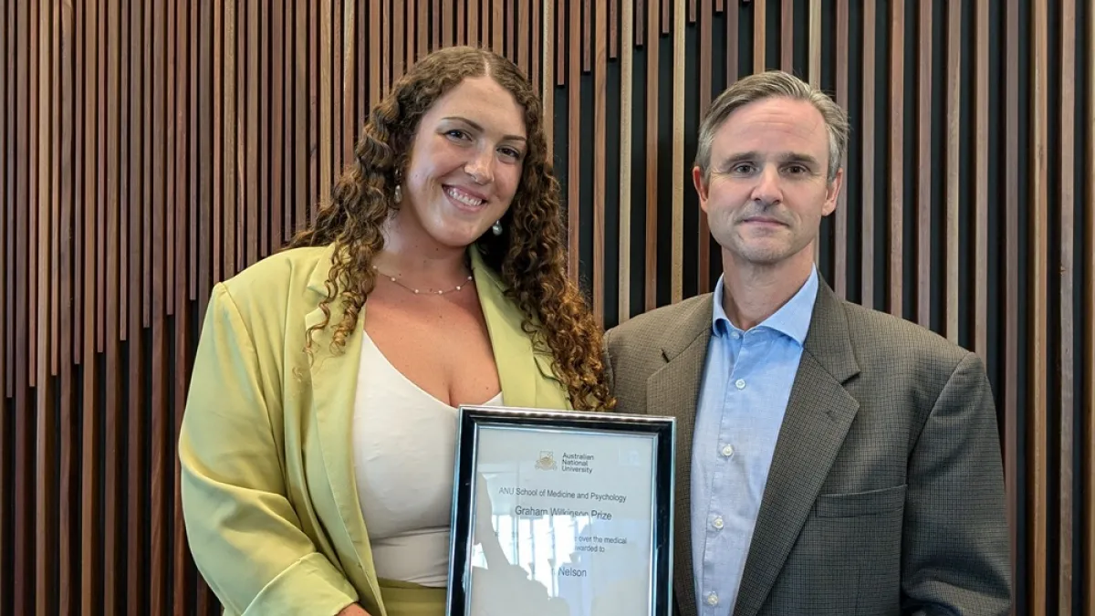 Lillian Nelson received the Graham Wilkinson Prize from Professor Paul Fitzgerald