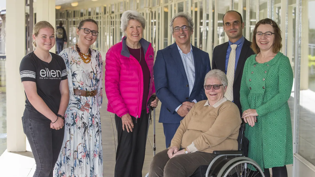 Launch of Our Health in Our Hands, L-R: Ellen Brown, Adjunct Prof Hanna Suominen, Vanessa Fanning, Prof Matt Cook, A/Prof Antonio Tricoli, Katrina Chisholm and, Dr Jane Desborough