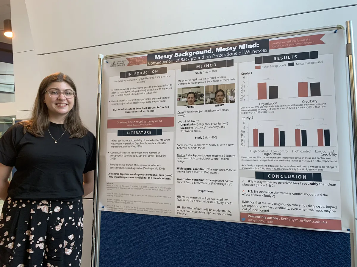 Bethany Muir, ANU, criminal justice system, bias, virtual background, court, witness, clutter, mess, perception, psychology