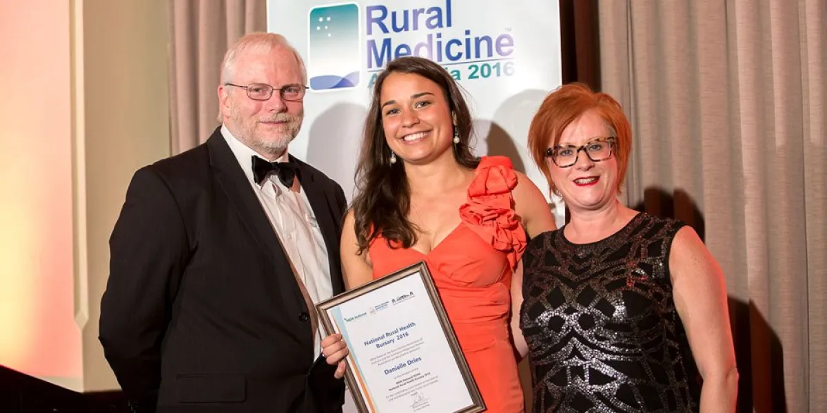 Danielle Dries receiving her award