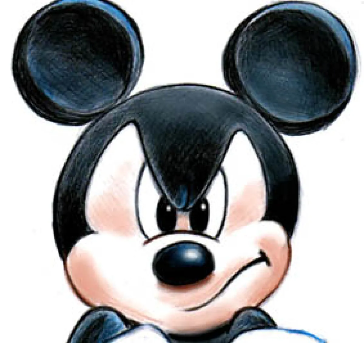 Illustration of Mickey Mouse with a slightly annoyed expression.