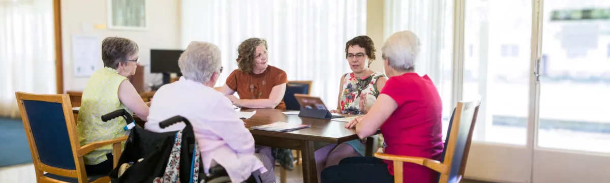 Members of the ANU Our Health in our Hands project team discuss findings during a meeting at University House, ANU. Members of the ANU Our Health in Our Hands project team discuss findings during a meeting at University House, ANU (Lannon Harley/ANU).