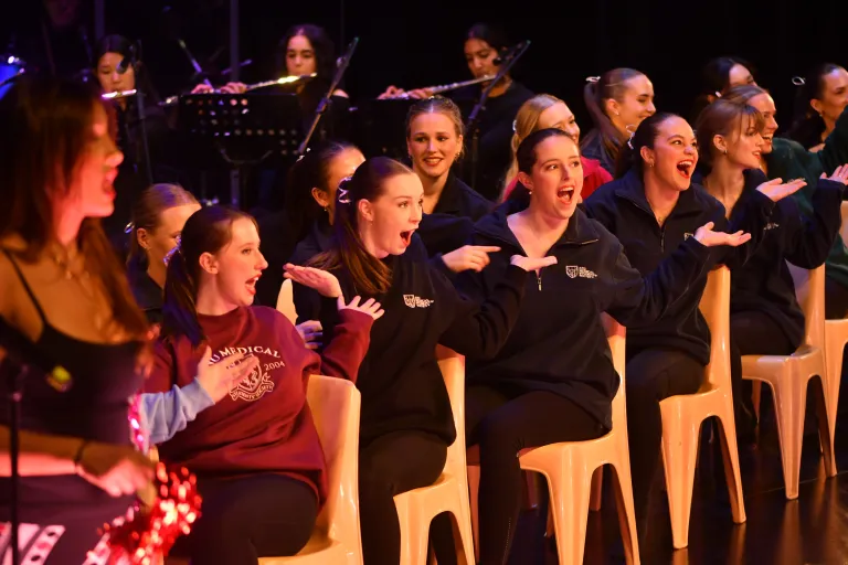ANU medical students perform on stage during the 2026 Med Revue production.