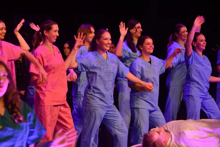 ANU medical students perform on stage during the 2026 Med Revue production.