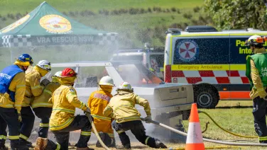 Firefighters in action