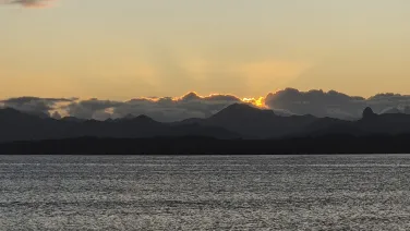 View of mountains in Suva, Fiji at sunset