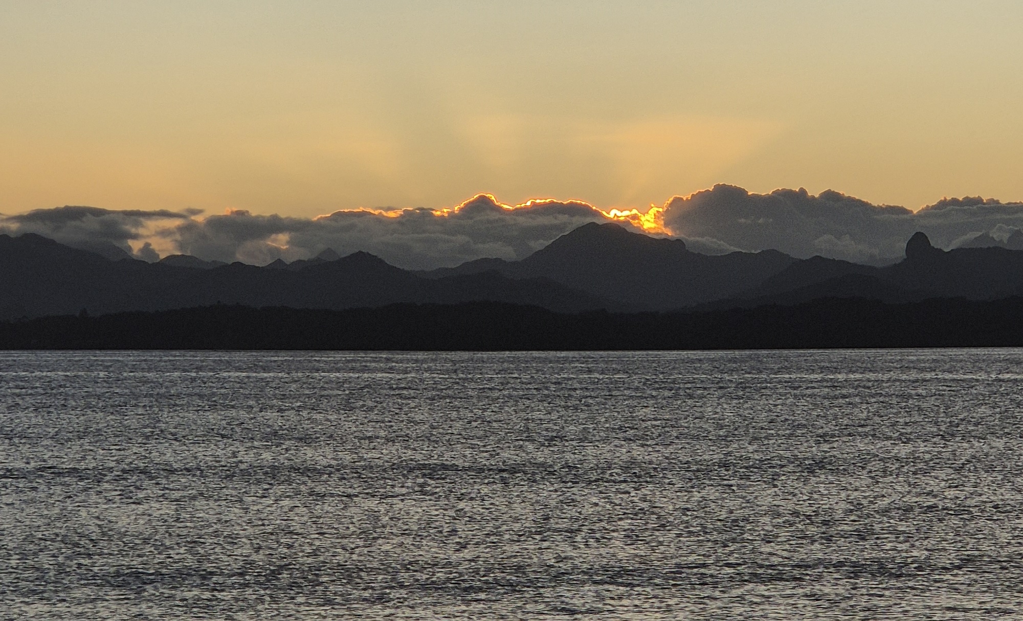 View of mountains in Suva, Fiji at sunset View of mountains in Suva, Fiji at sunset